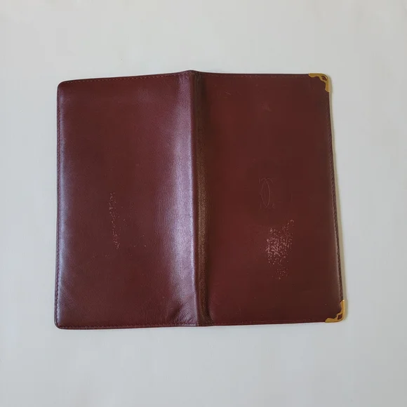 Cartier Paris Burgundy Leather Long Bifold Wallet with Gold Accents - Picture 8 of 8